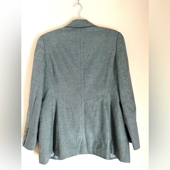 Wool Cashmere Herringbone Blue Gray Blazer sz 6 - Picture 6 of 14